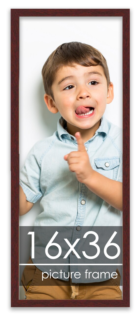16x36 Solid Wood Picture Frame with UV-Resistant Acrylic & Acid-Free Backing, Available in 6 Finishes: Matte Black, Matte White, Metallic Bronze, Silver, Natural Wood Grain & Mahogany
